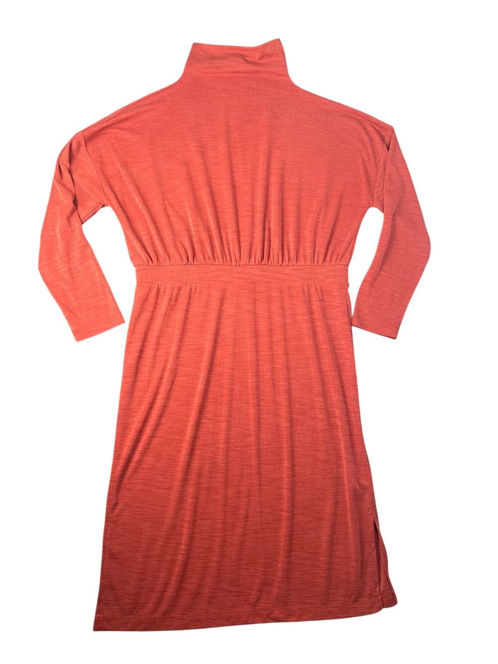 Rachel Zoe Women’s XL Rusty Orange Colored Long Sleeve Moc Neck Midi Dress
